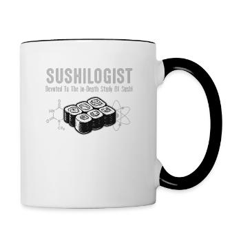 Sushilogist study of Sushi funny for women men kid - Contrasting Mug - white/black - Right