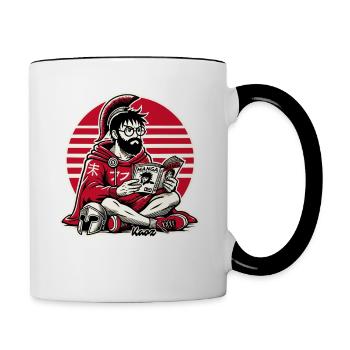 Adulte Sparte Fan Boy Leo de Nidas Cosplay - Mug contrasté - blanc/noir - Droite