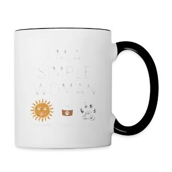 Je suis une femme simple comme les chiens de soleil et le café - Mug contrasté - blanc/noir - Droite