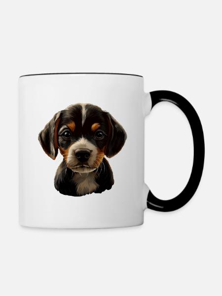 Beagle - Tasse zweifarbig - Weiß/Schwarz