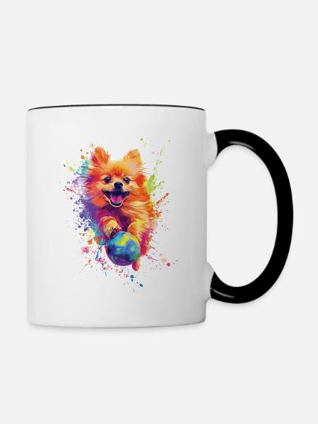 Zwergspitz - Tasse zweifarbig - Weiß/Schwarz