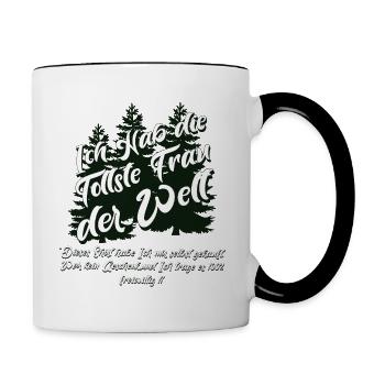Hochzeit Verlobung Ich habe die tollste Frau - Tasse zweifarbig - Weiß/Schwarz - Rechts