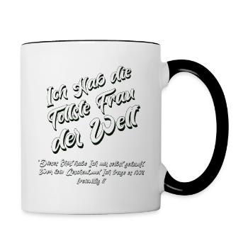 Hochzeit Verlobung Ich habe die tollste Frau - Tasse zweifarbig - Weiß/Schwarz - Rechts