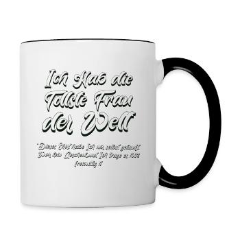 Hochzeit Verlobung Ich habe die tollste Frau - Tasse zweifarbig - Weiß/Schwarz - Rechts
