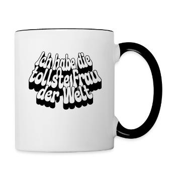 Hochzeit Verlobung Ich habe die tollste Frau - Tasse zweifarbig - Weiß/Schwarz - Rechts
