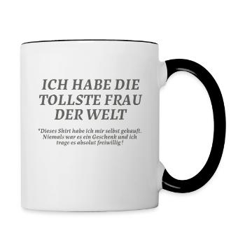 Hochzeit Verlobung Ich habe die tollste Frau - Tasse zweifarbig - Weiß/Schwarz - Rechts