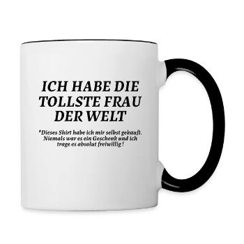 Hochzeit Verlobung Ich habe die tollste Frau - Tasse zweifarbig - Weiß/Schwarz - Rechts
