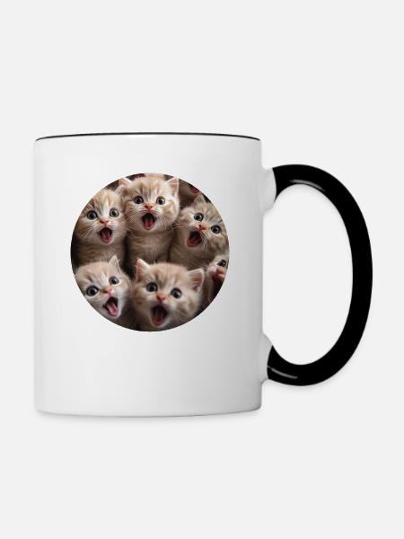 Schottische Faltohrkatze - Tasse zweifarbig - Weiß/Schwarz