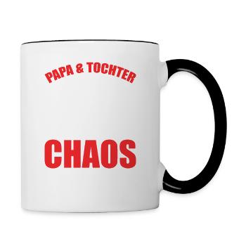 Papa Tochter das perfekte Chaos Team - Tasse zweifarbig - Weiß/Schwarz - Rechts