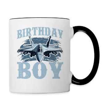 Geburtstag Junge Kampfjet Design - Tasse zweifarbig - Weiß/Schwarz - Rechts