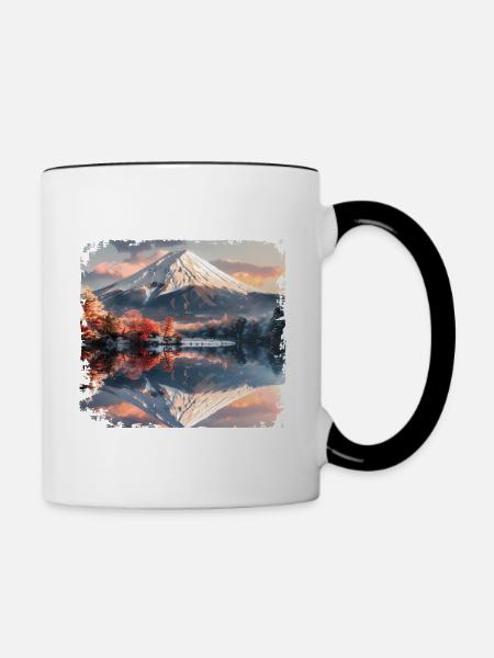 Berg Fuji - Tasse zweifarbig - Weiß/Schwarz