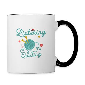I Was Thinking About Quilting Quilter Quilting - Contrasting Mug - white/black - Right