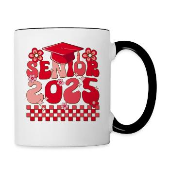 Senior 2025 Graduation Retro Style - Tasse zweifarbig - Weiß/Schwarz - Rechts