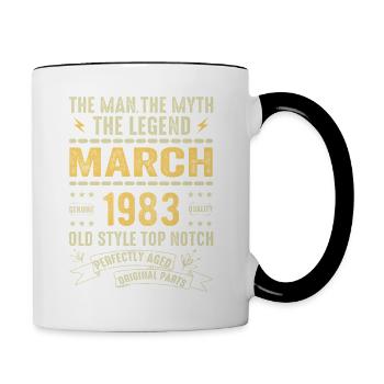 März 1983 Jubiläum 1983 - Legenden März 1983 - Tasse zweifarbig - Weiß/Schwarz - Rechts