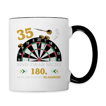 Darts 35 sind zwar nicht 180 Geburtstag Dart - Tasse zweifarbig - Weiß/Schwarz - Rechts