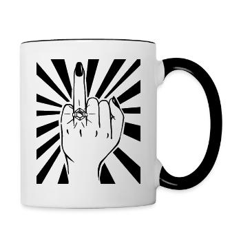 Enterrement de vie de garçon Doigt d’honneur Poule Fête Mariée - Mug contrasté - blanc/noir - Droite