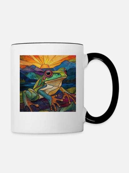 Frosch - Tasse zweifarbig - Weiß/Schwarz