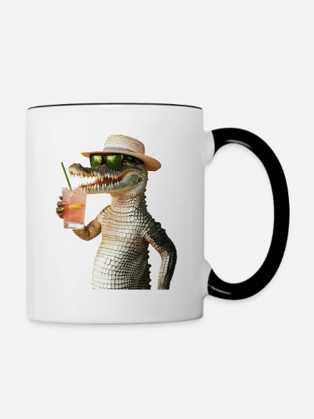 Krokodil - Tasse zweifarbig - Weiß/Schwarz