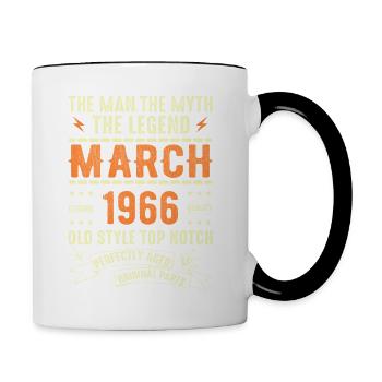 Mars 1966 Cadeau d’anniversaire Vintage Mars 1966 - Mug contrasté - blanc/noir - Droite