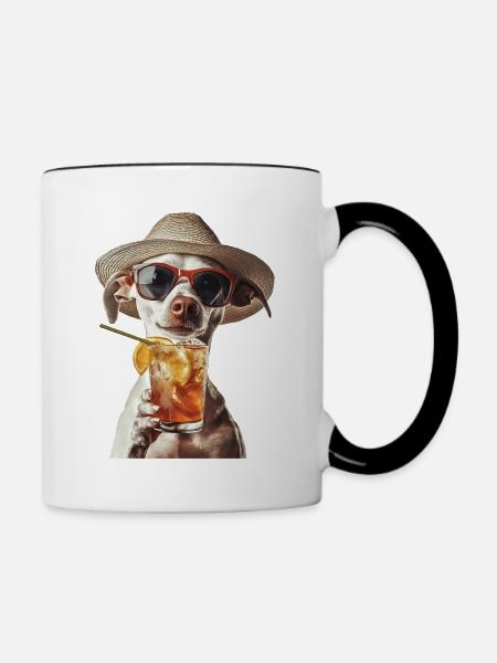 Whippet - Tasse zweifarbig - Weiß/Schwarz