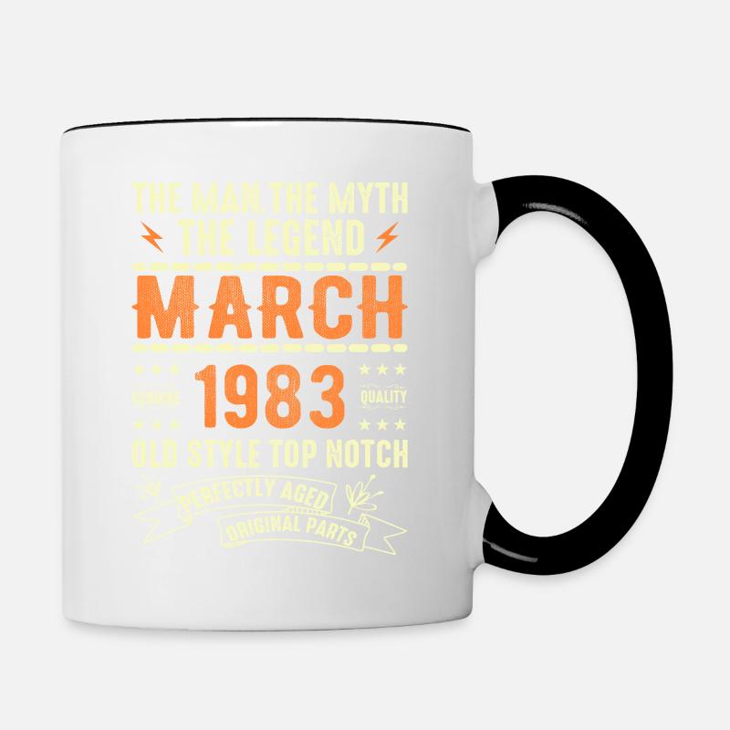 Mars 1983 Cadeau d’anniversaire Vintage Mars 1983 - Mug contrasté - blanc/noir