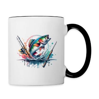 60th Birthday Fishing – Never too old to fish - Contrasting Mug - white/black - Right