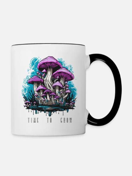 Pilze time to grow - Tasse zweifarbig - Weiß/Schwarz