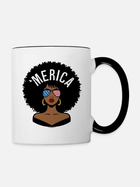 "merica Afro - Tasse zweifarbig - Weiß/Schwarz