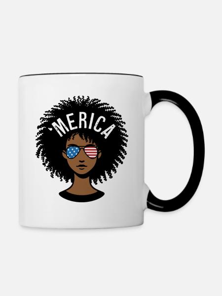 "merica Afro - Tasse zweifarbig - Weiß/Schwarz