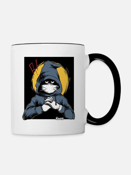 Verdächtiger in einem Kapuzenpullover - Tasse zweifarbig - Weiß/Schwarz