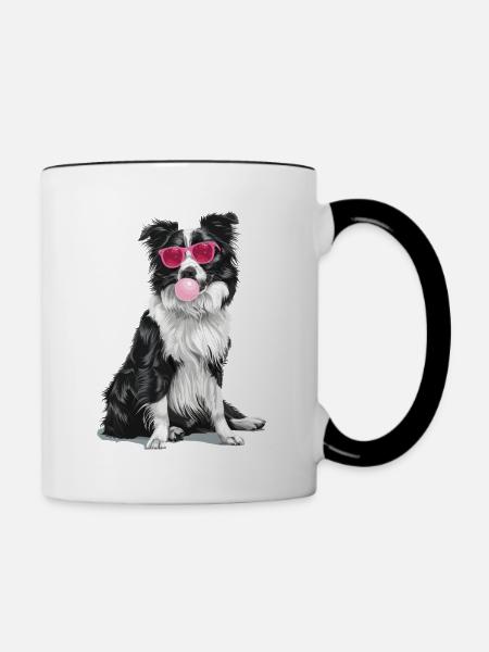 Border Collie - Tasse zweifarbig - Weiß/Schwarz