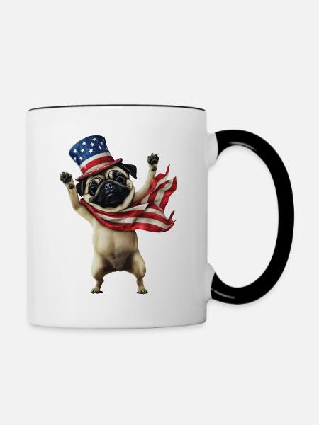 Mops - Tasse zweifarbig - Weiß/Schwarz