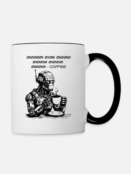 Binärer Kaffee Code Robot - Tasse zweifarbig - Weiß/Schwarz