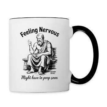 Nervöse Sokratiker müssen vielleicht bald - Tasse zweifarbig - Weiß/Schwarz - Rechts