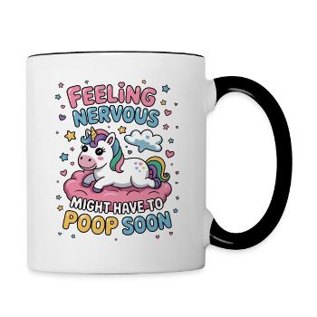 Feeling Nervous Might Have To Poop Soon Unicorn - Contrasting Mug - white/black - Right