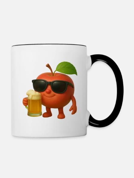 Apfelbier - Tasse zweifarbig - Weiß/Schwarz