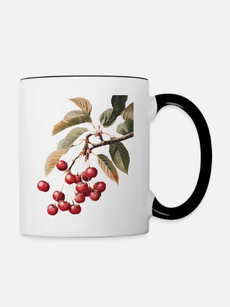 Kirsche - Tasse zweifarbig - Weiß/Schwarz
