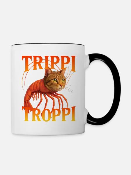 Katze Garnelen - Tasse zweifarbig - Weiß/Schwarz