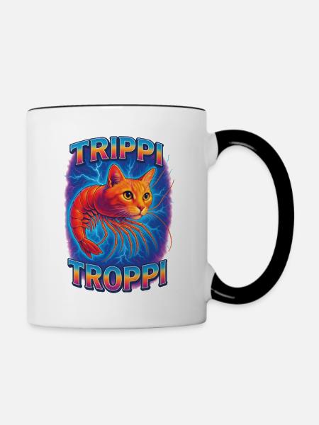 Katze Garnelen - Tasse zweifarbig - Weiß/Schwarz
