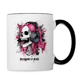 Rave DJ Skull Fréquence de décès Raver Club - Mug contrasté - blanc/noir - Droite