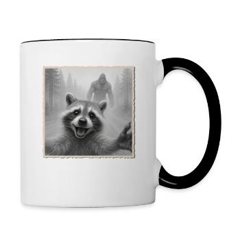 raton laveur, selfie, Bigfoot, drôle de raton laveur Photo - Mug contrasté - blanc/noir - Droite