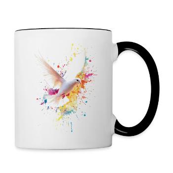 Weiße Taube - Tasse zweifarbig - Weiß/Schwarz - Rechts