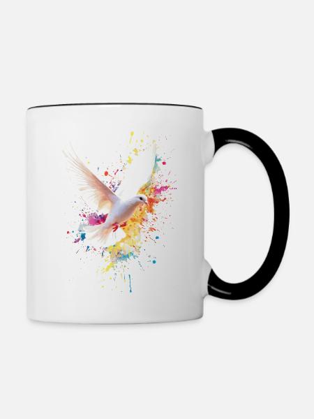 Weiße Taube - Tasse zweifarbig - Weiß/Schwarz