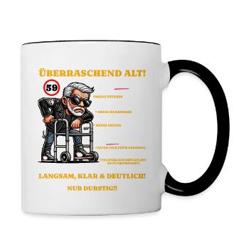 Anniversaire 59 ans Étonnamment vieux hommes - Mug contrasté - blanc/noir - Droite