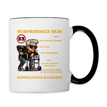 Anniversaire Femmes Avoir 33 Étonnamment Vieux - Mug contrasté - blanc/noir - Droite