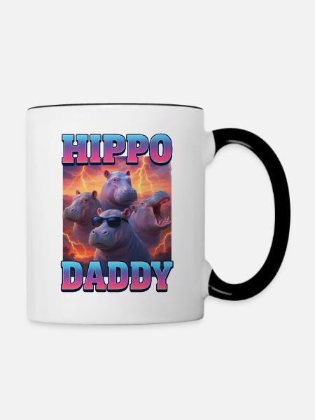 Nilpferd-Papa - Tasse zweifarbig - Weiß/Schwarz