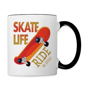 Skateboard Passion - Planche de Skate sports - Mug contrasté - blanc/noir - Droite