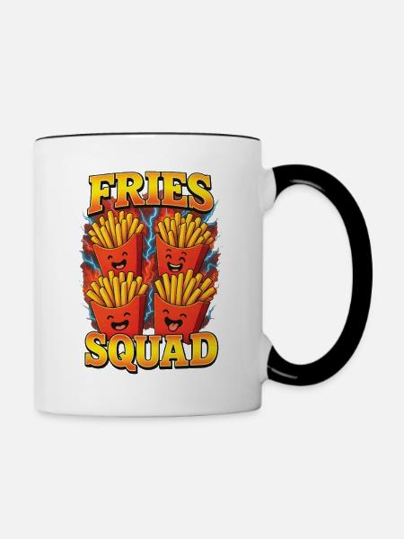 Pommes - Tasse zweifarbig - Weiß/Schwarz