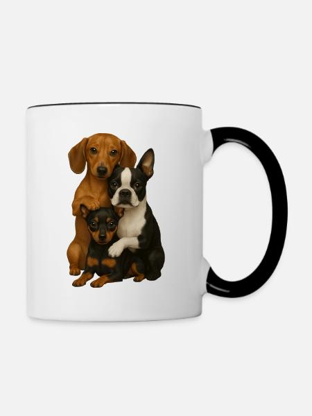 Hund Hunde Süße Hunde - Tasse zweifarbig - Weiß/Schwarz