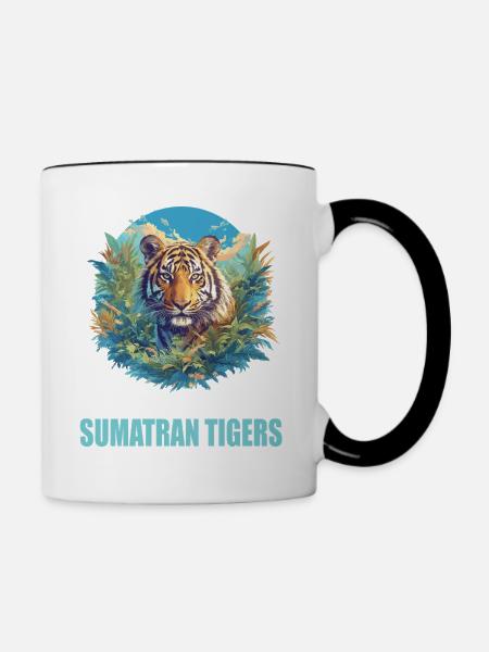 Sumatra-Tiger - Tasse zweifarbig - Weiß/Schwarz
